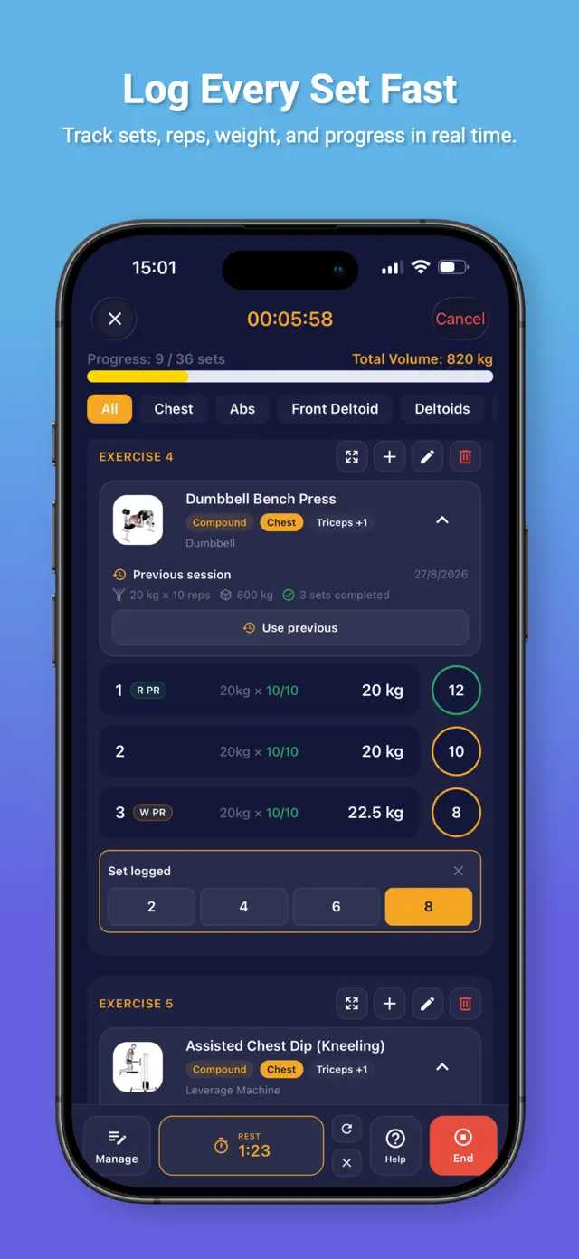 AthleteOS app: log every set fast